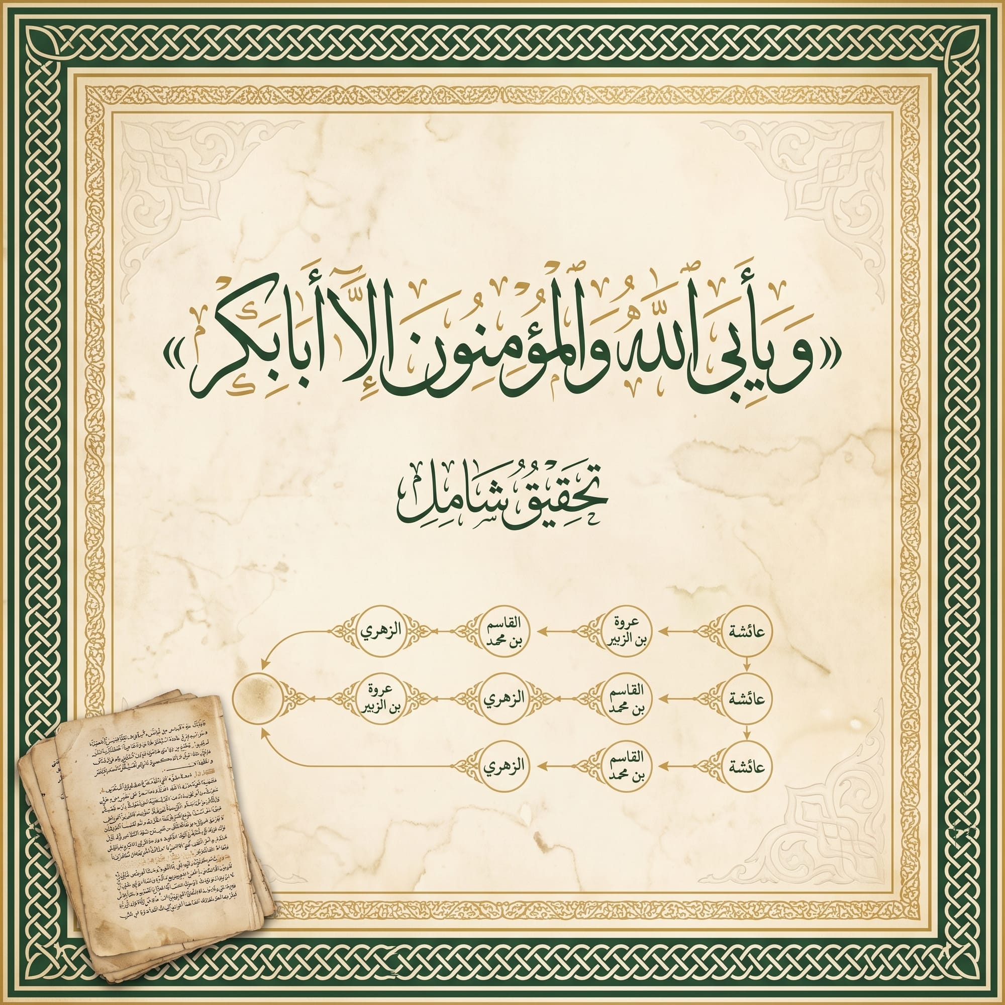 حديثُ الاستِخلاف — إشارةُ النبيِّ ﷺ إلى خلافةِ أبي بكرٍ الصِّدِّيق «لقد هَمَمْتُ أن أُرسِلَ إلى أبي بكرٍ وابنِه فأعهَدَ... ثم قلتُ: يَأبى اللهُ ويَدفعُ المؤمنون» — «ويأبى اللهُ والمؤمنونَ إلَّا أبا بكر»